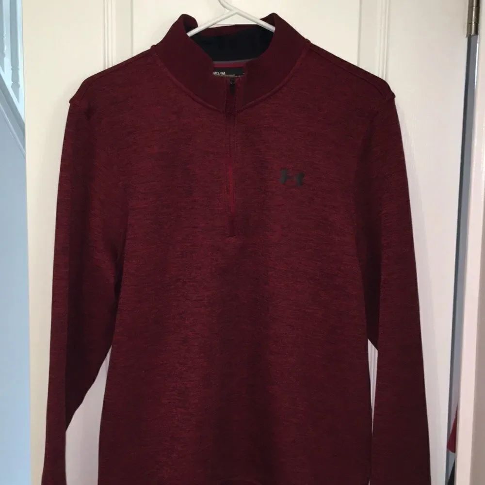 Burgundy men’s Red Under Armour Storm1 Fleece Golf T neck 1/4 zipper Polo shirt